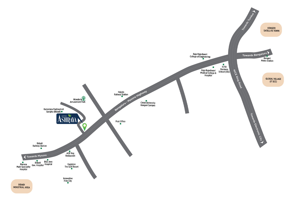 Sattva Ashraya, Mysore Road (NH275) in Bidadi, in South‑West Bangalore. - Apartment in Sattva Ashraya, Near Bidadi Industrial Area, Off Mysore Road, South‑West Bangalore., Bangalore by Sattva Group
