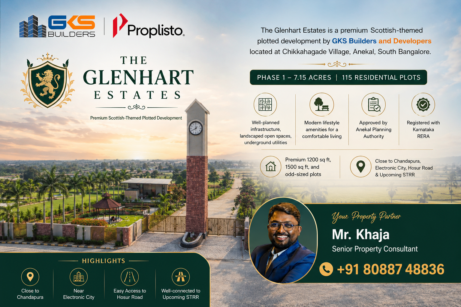 THE GLENHART ESTATES PHASE 2,  Off Chandapura - Anekal Road, Bangalore.